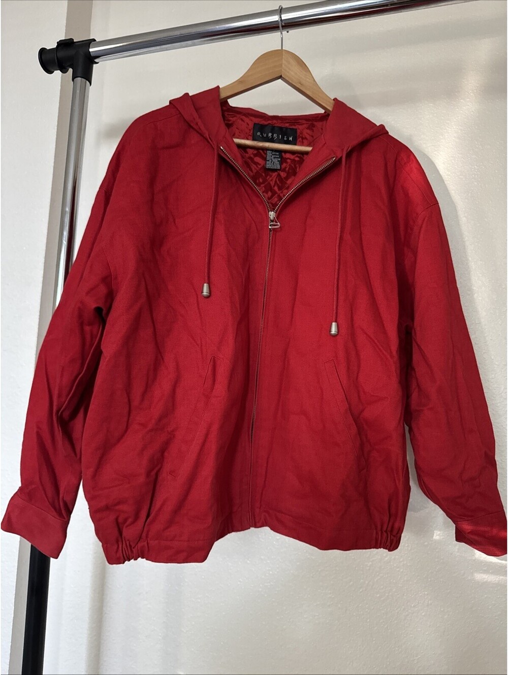 Rubbish Wear Red Cotton Vintage Bomber Jacket Size S